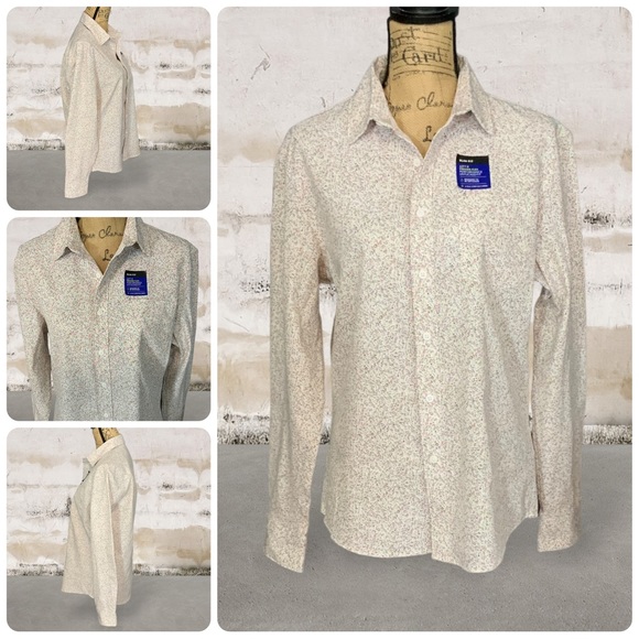 NWT Apt. 9 Slim Fit Ditzy Floral Performance Button Down Shirt Size Medium - Picture 1 of 9
